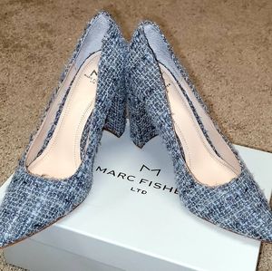 Marc Fisher Rare Gray Fabric Block Heels